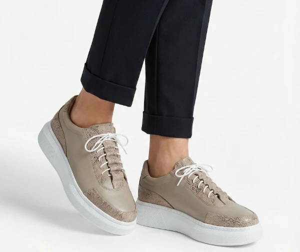  Обувки Missmamma в тъмно бежово от естествена кожа с връзки