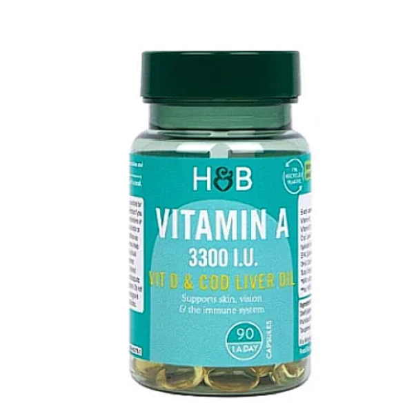  ВИТАМИН А и Д с РИБЕНО МАСЛО (Vitamin A + Vit D & Cod Liver Oil)3300 I.U. 90 капсули