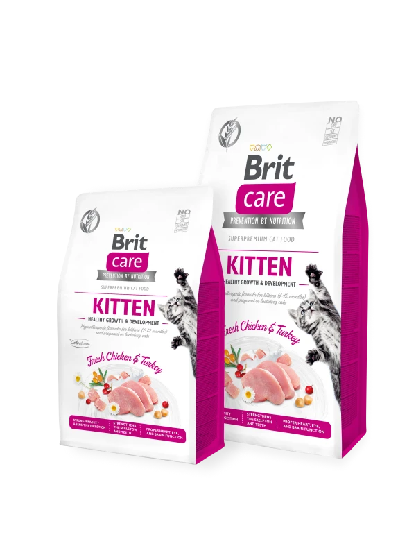  Брит Care Kitten Healthy Growth&Development Grain Free с прясно пилешко и зеленчуци - 2 кг. 